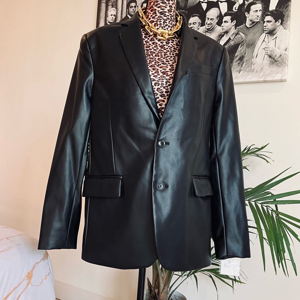 Leather Structured Blazer NWT - image 2
